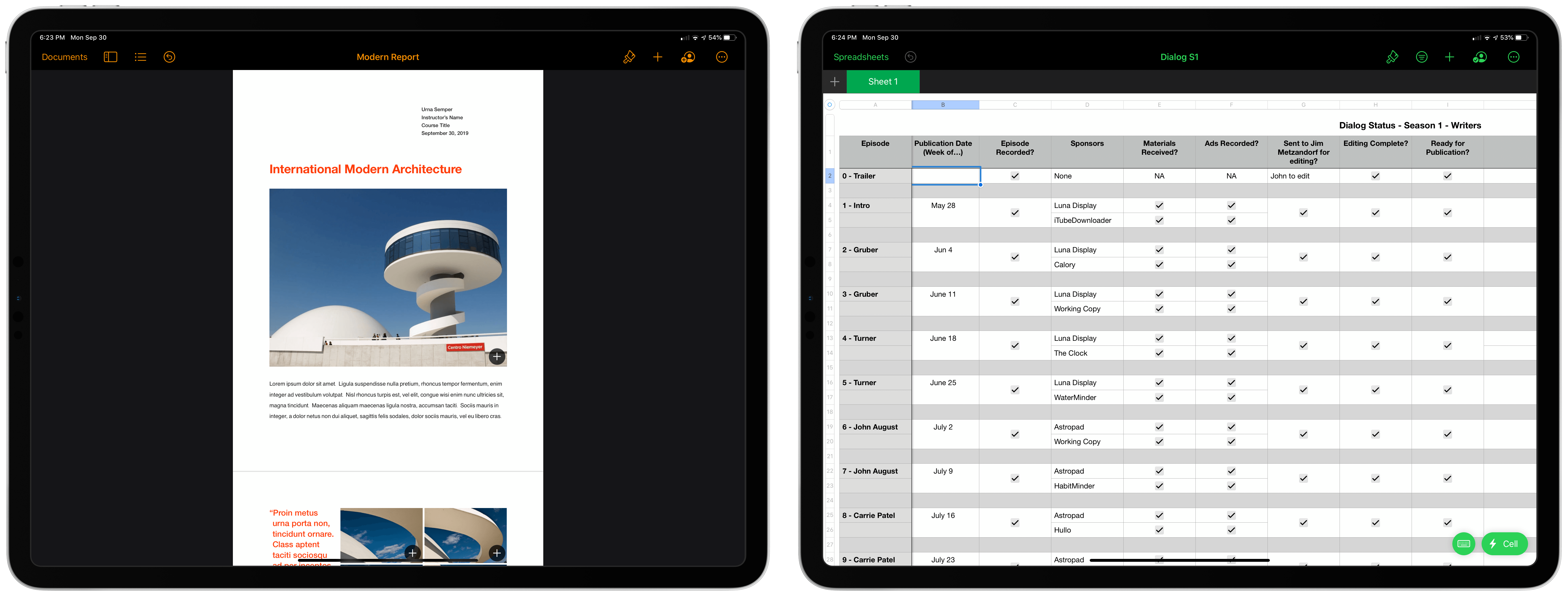 Pages and Numbers have added dark mode.